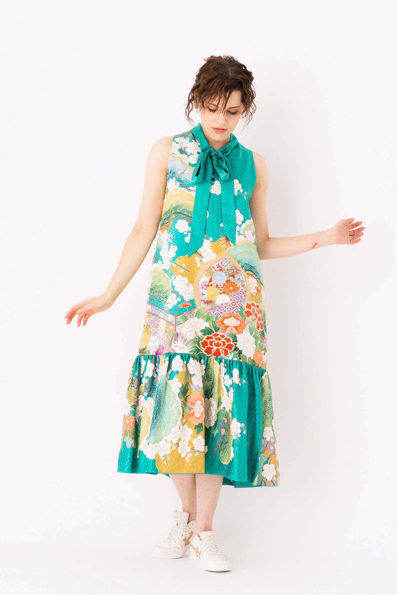 Bow tie dress, Pussy bow dress for women, Silk bow tie dress