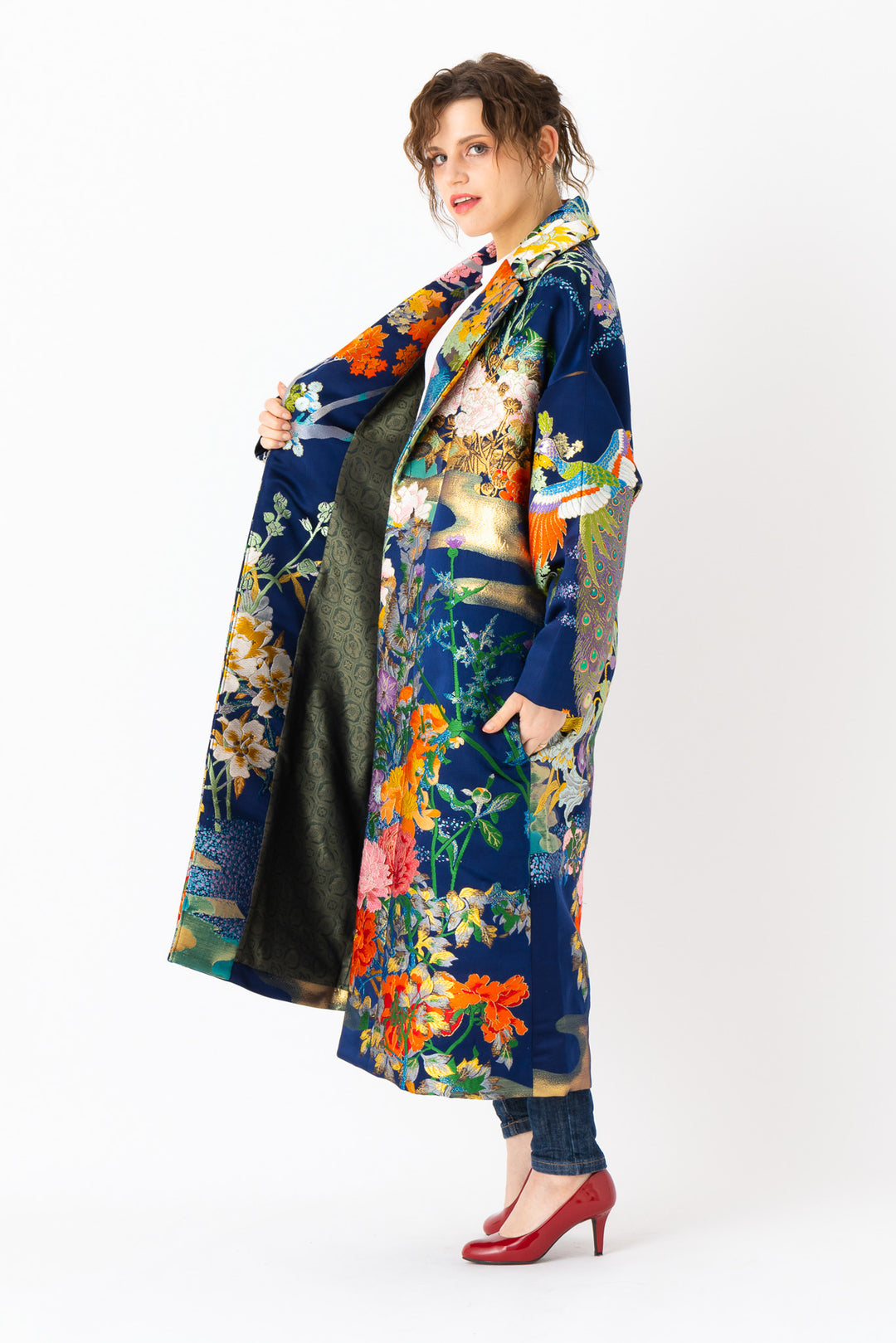 Jardin Midnight: Oversized Coat for Women, Long Embroidered Coat ...