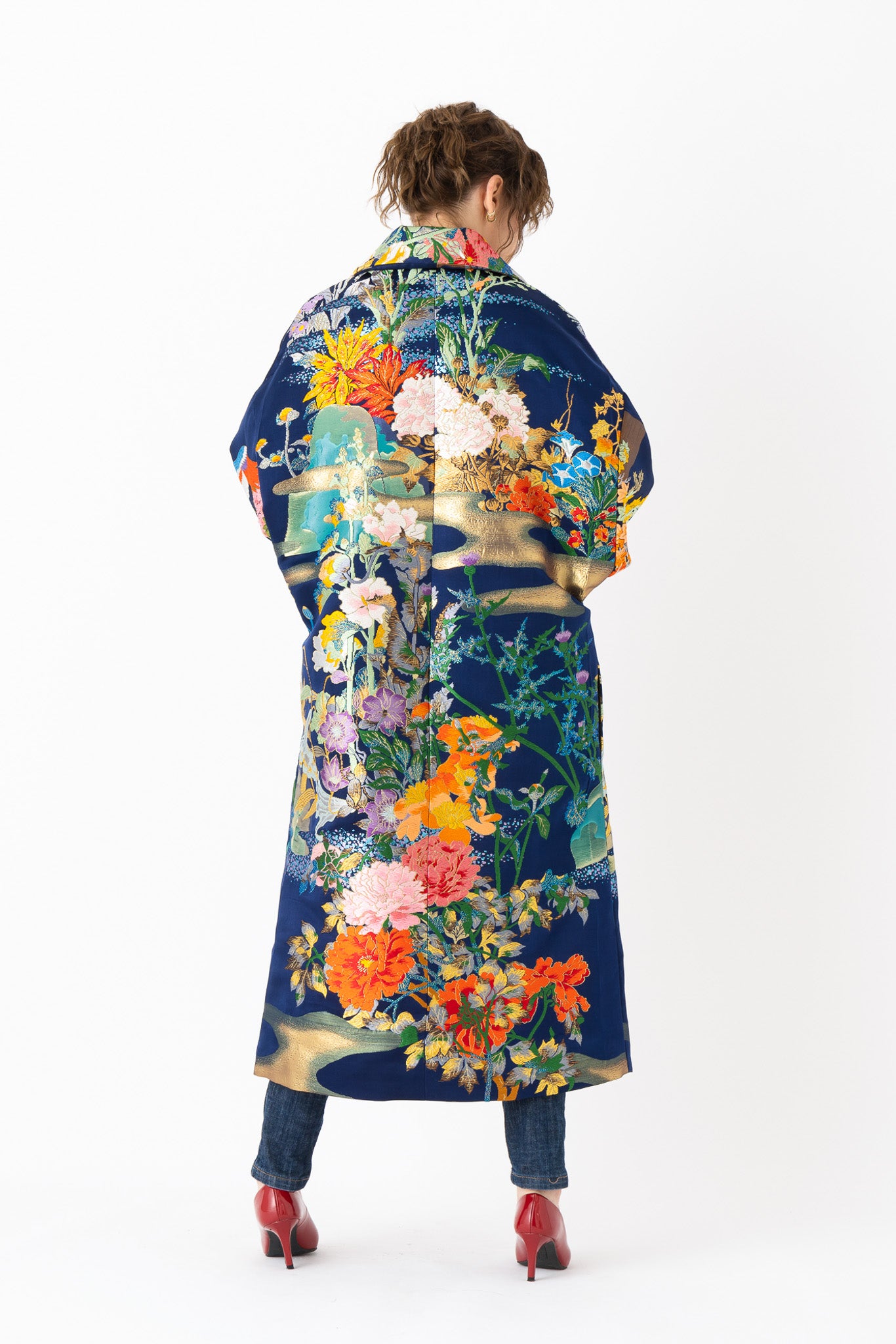 Jardin Midnight: Oversized Coat for Women, Long Embroidered Coat