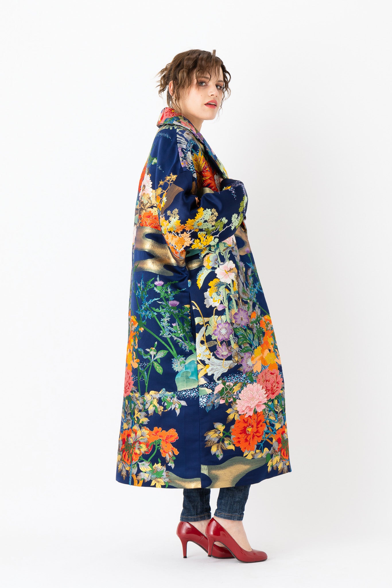 Jardin Midnight: Oversized Coat for Women, Long Embroidered Coat