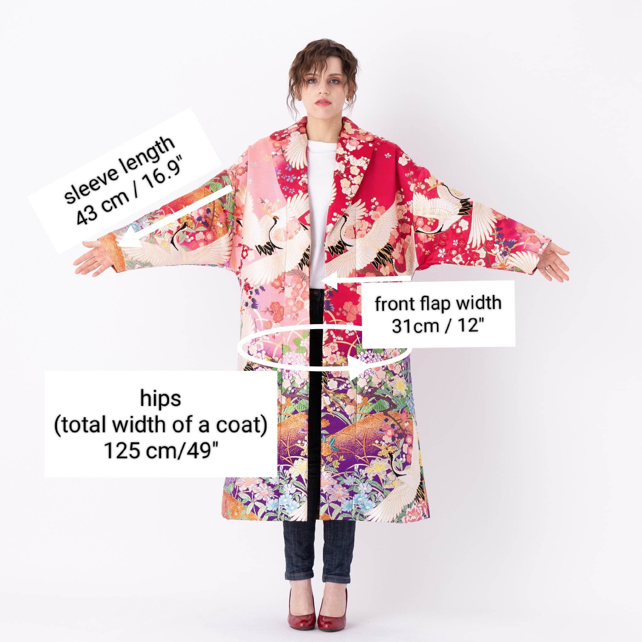 Sky En Rose: Oversized Coat for Women, Long Embroidered Coat