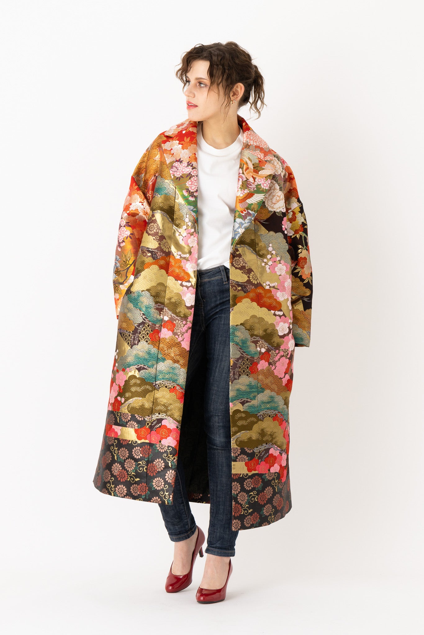 Colorful long coat on sale